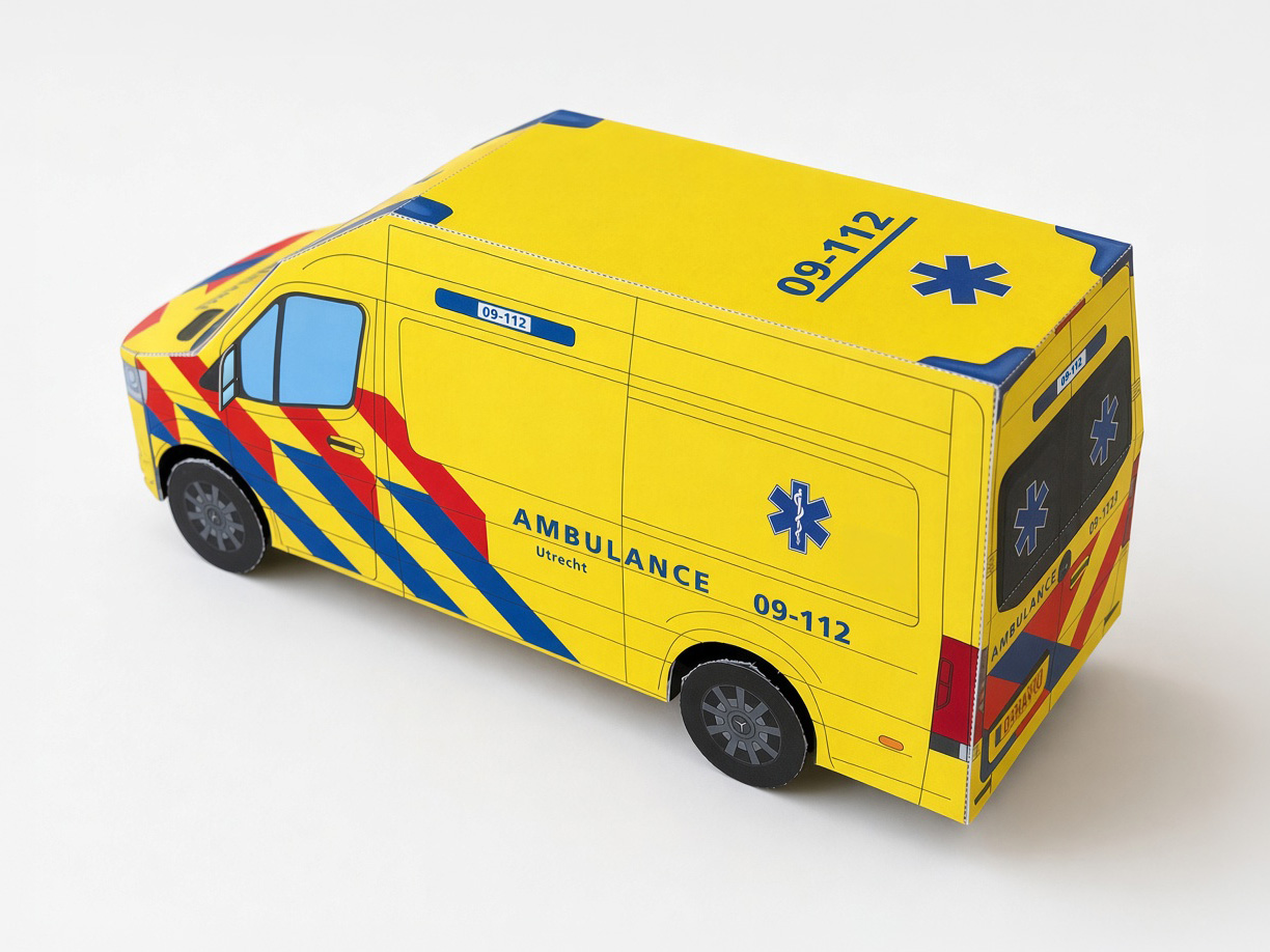 Paper RAVU ambulance, rear view