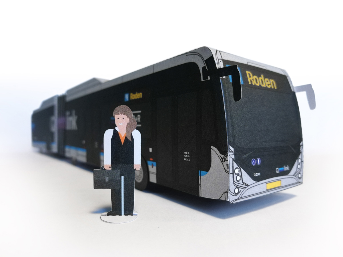 Bouwplaat van alle bussen van Qbuzz