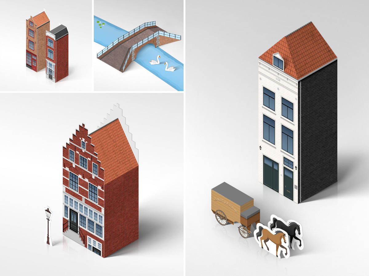 Bouwplaat Amsterdamse grachtenhuisjes