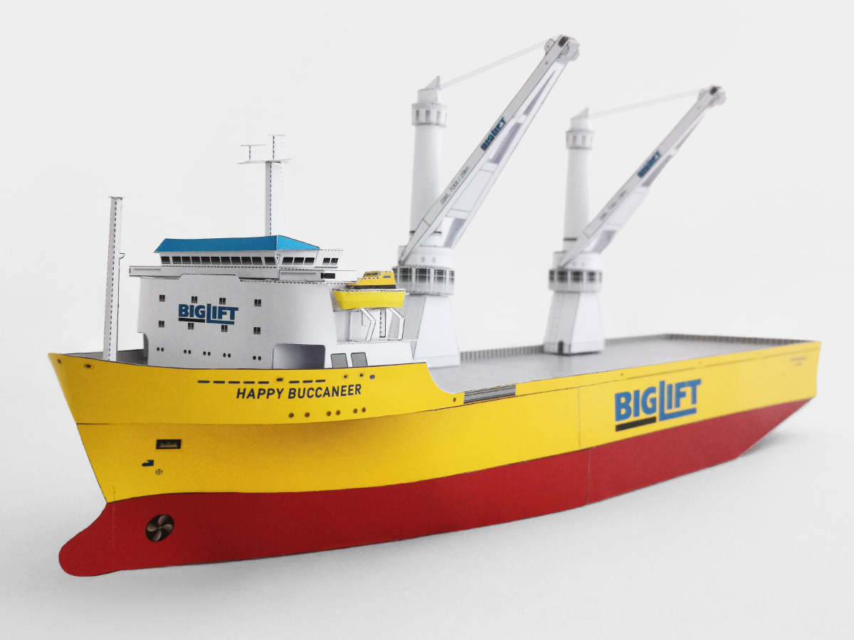 Bouwplaat kraanschip van papier als relatiegeschenk