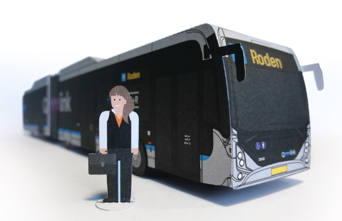 Papieren bouwplaten bus
