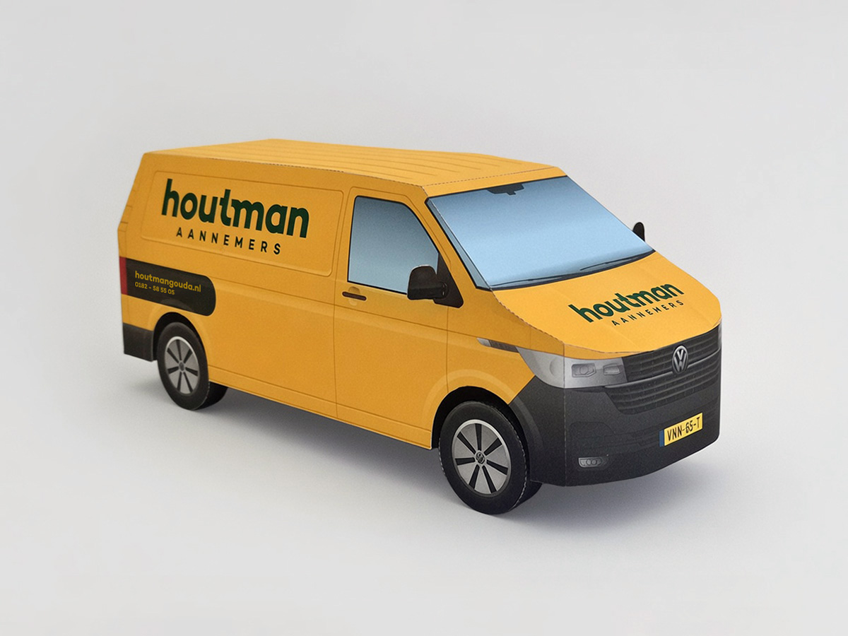 Bouwplaat Volkswagenbus relatiegeschenk Houtman