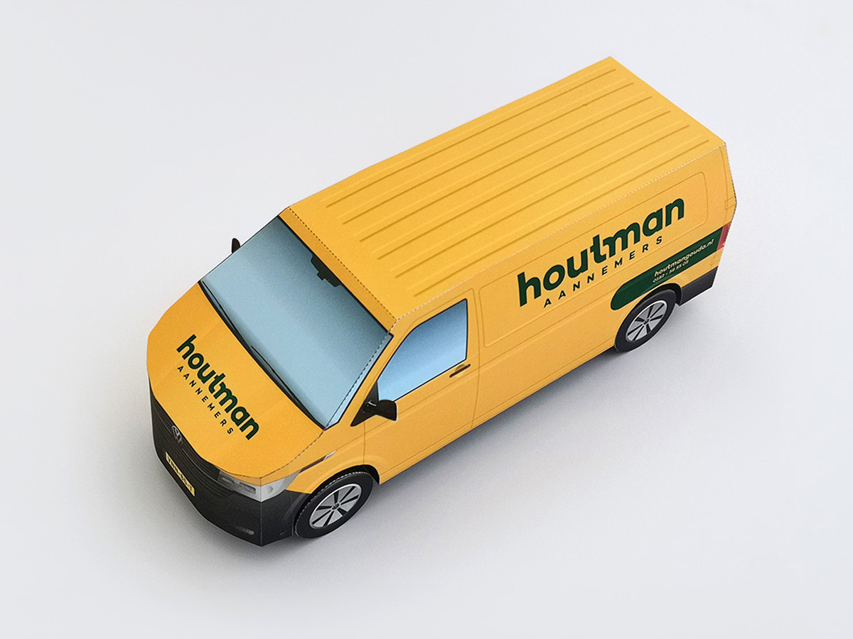 Bouwplaat Volkswagenbus als A4-brochure
