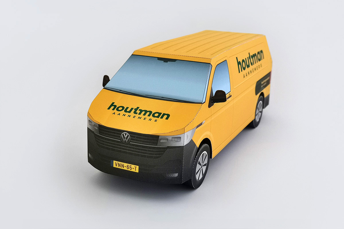 Papieren bouwplaat Volkswagenbus bedrijfswagen Houtman Aannemers