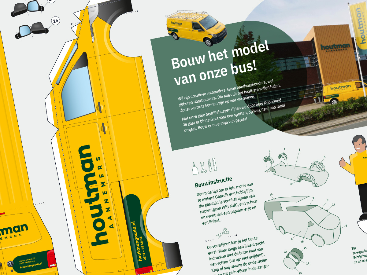 Detail papieren schaalmodel Volkswagenbus