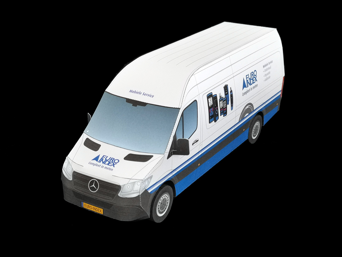 Papieren schaalmodel Mercedes Sprinter bedrijfsbus