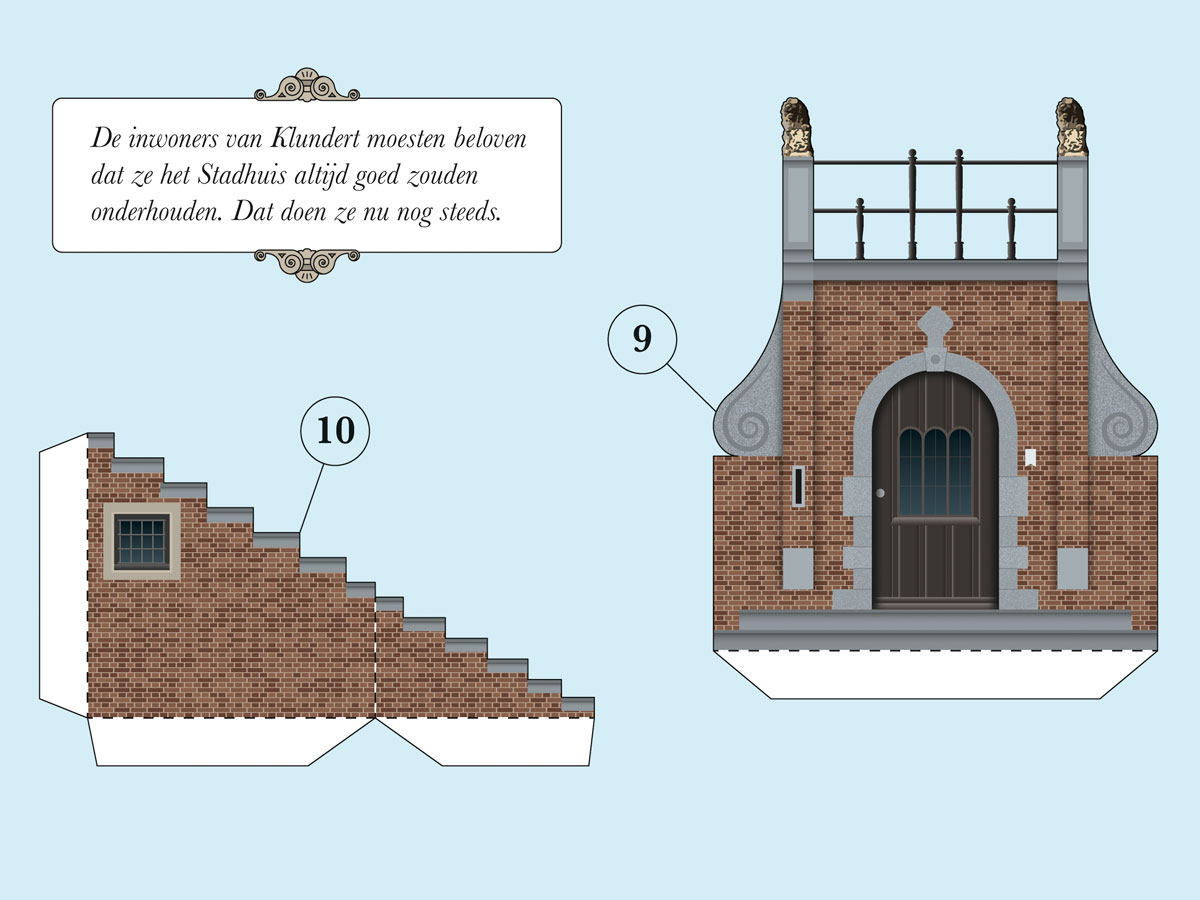 Finished paper model of Klundert Town Hall