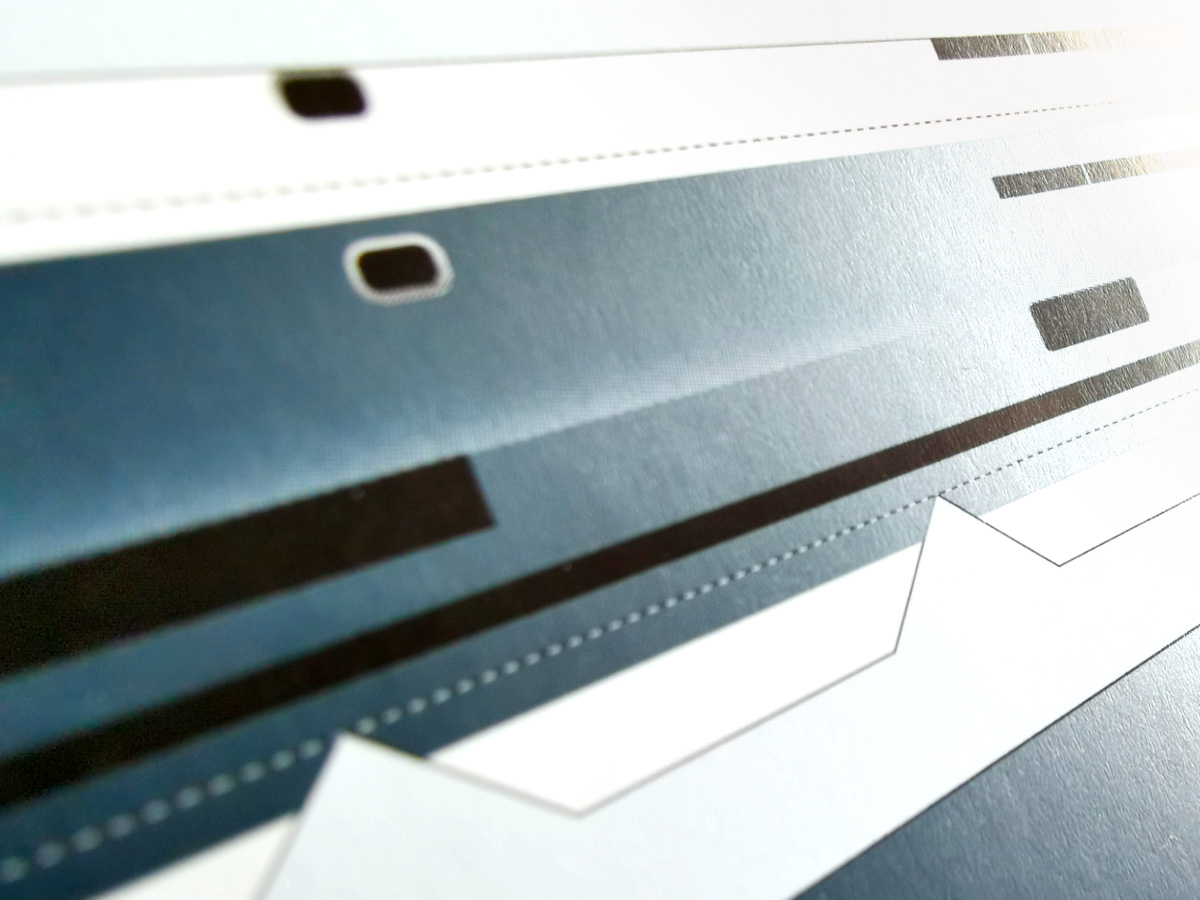 De bouwplaat van de Amels 60 is gedrukt met metallic inkt