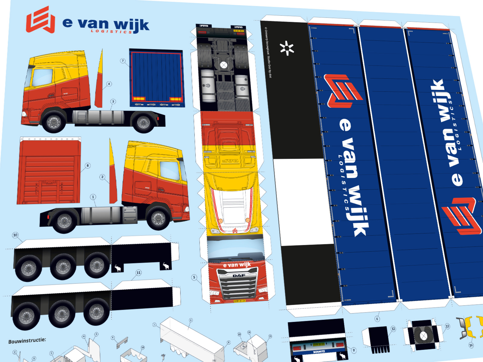 E. van Wijk truck paper model on A3
