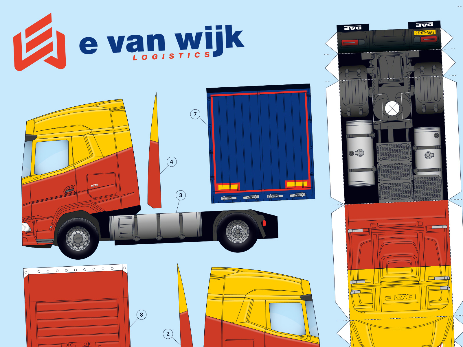 Truck with trailer paper model as corporate gift