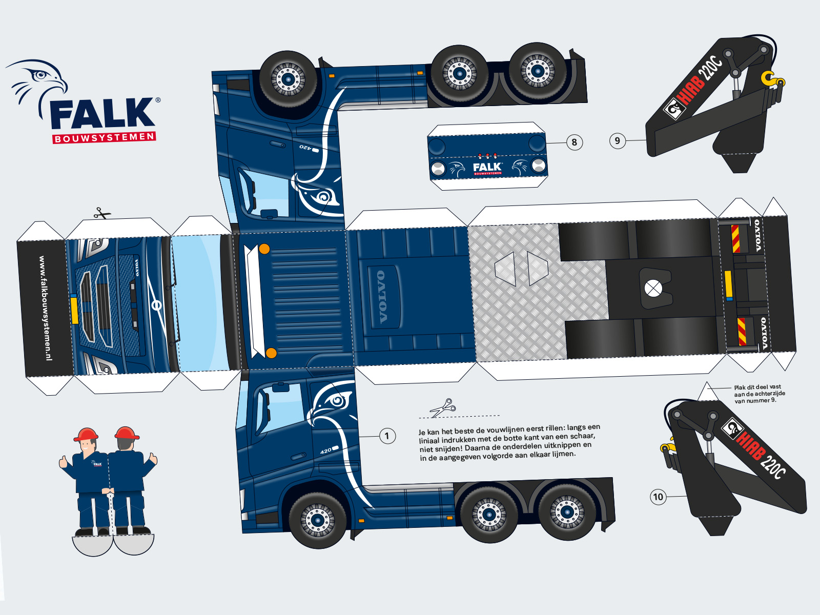 Detail papieren schaalmodel Volvo truck Falk