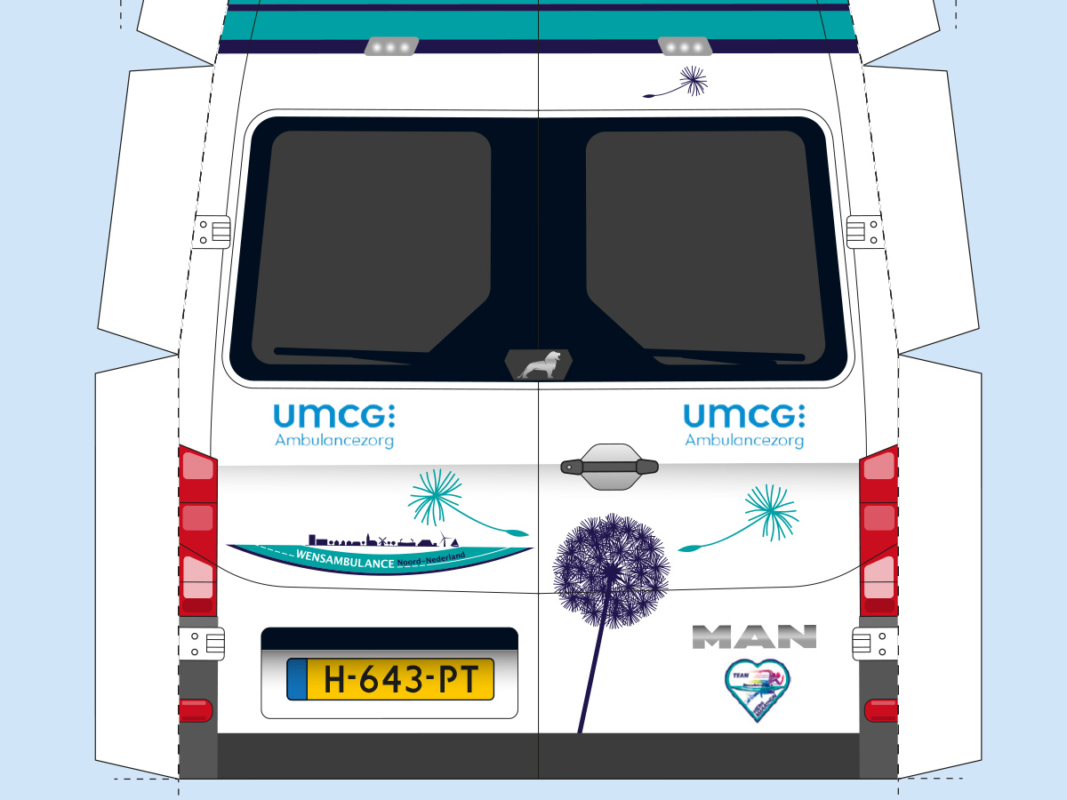 Rear detail of Wish Ambulance Northern Netherlands paper model