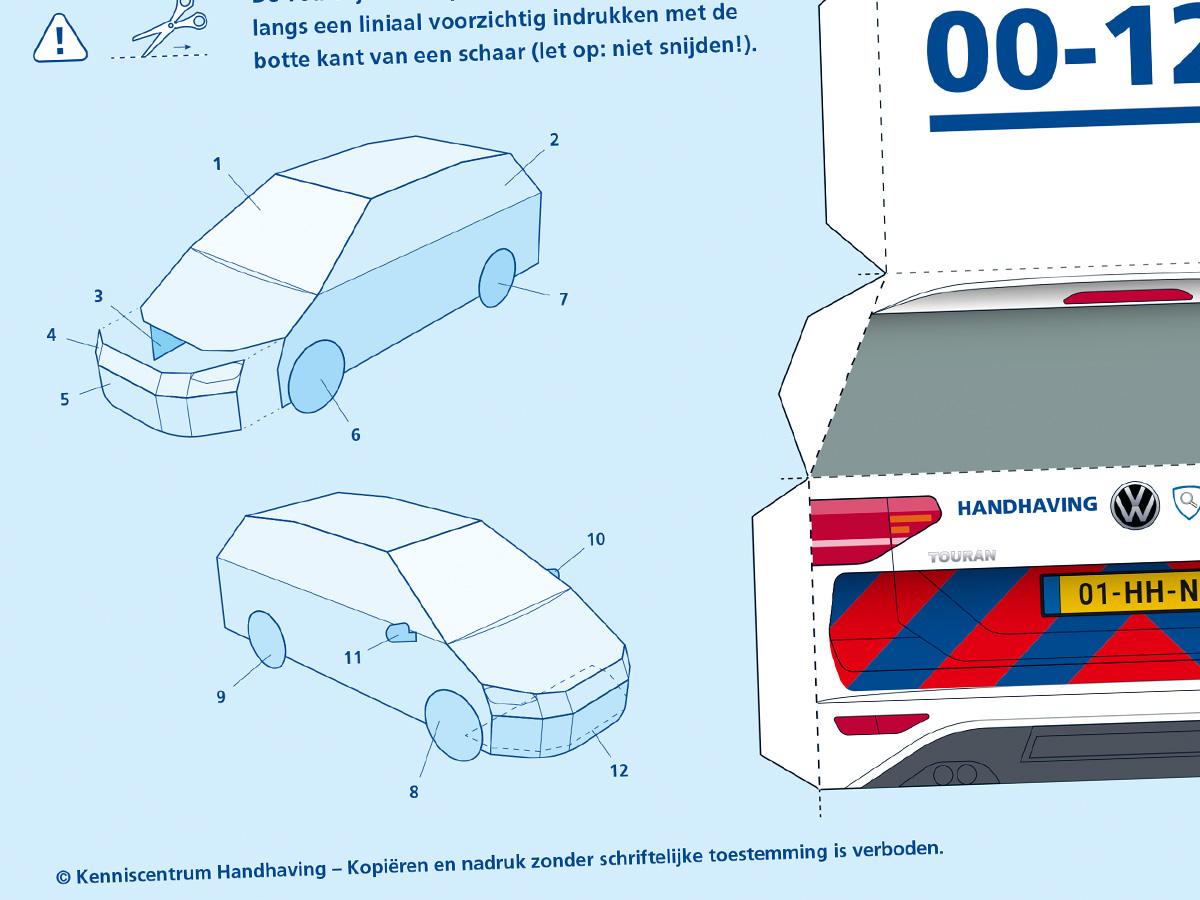 Detail of the building instructions and the rear of the enforcement car